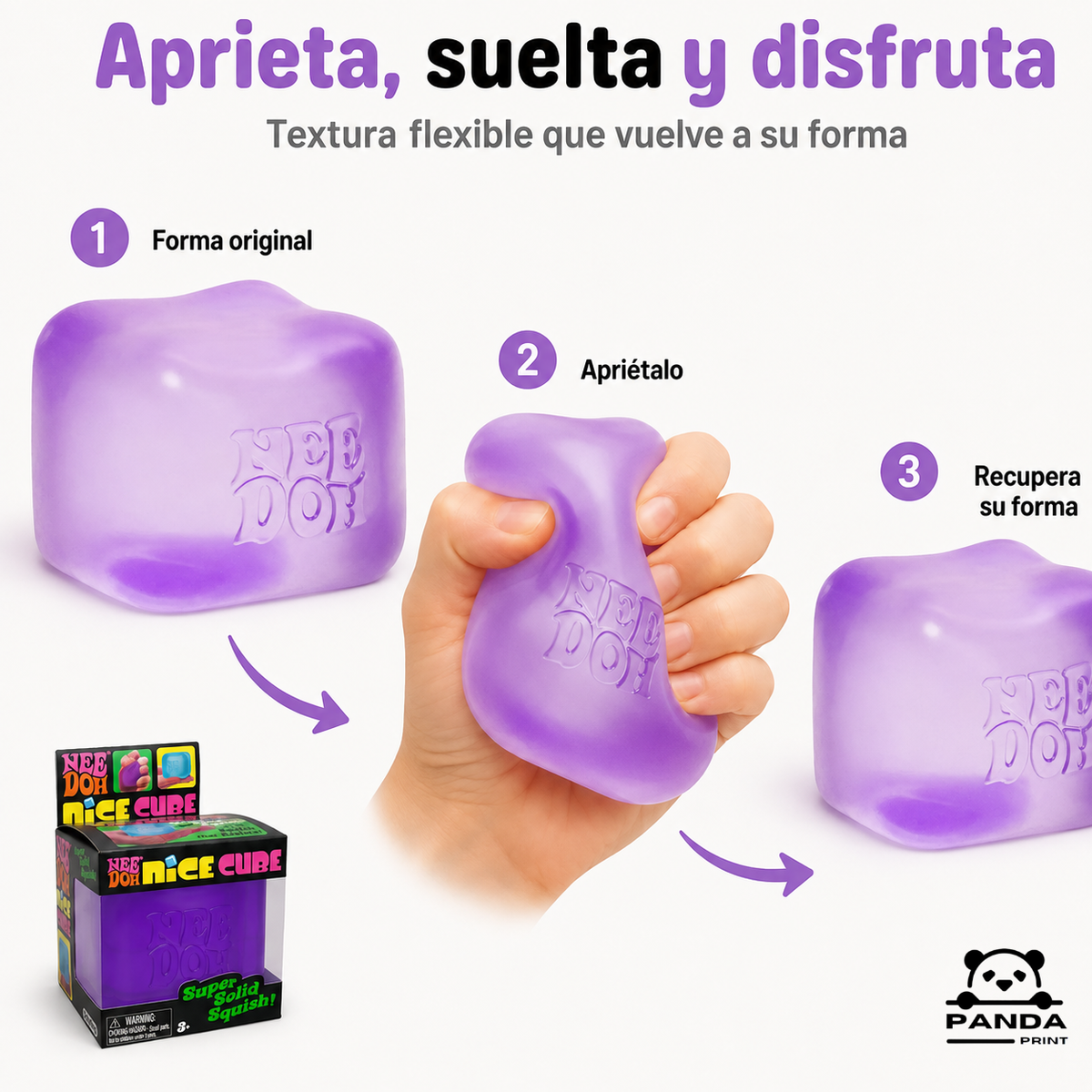 Squishy Antiestrés Cube Rosa-Azul-Purpura Tipo Hielo