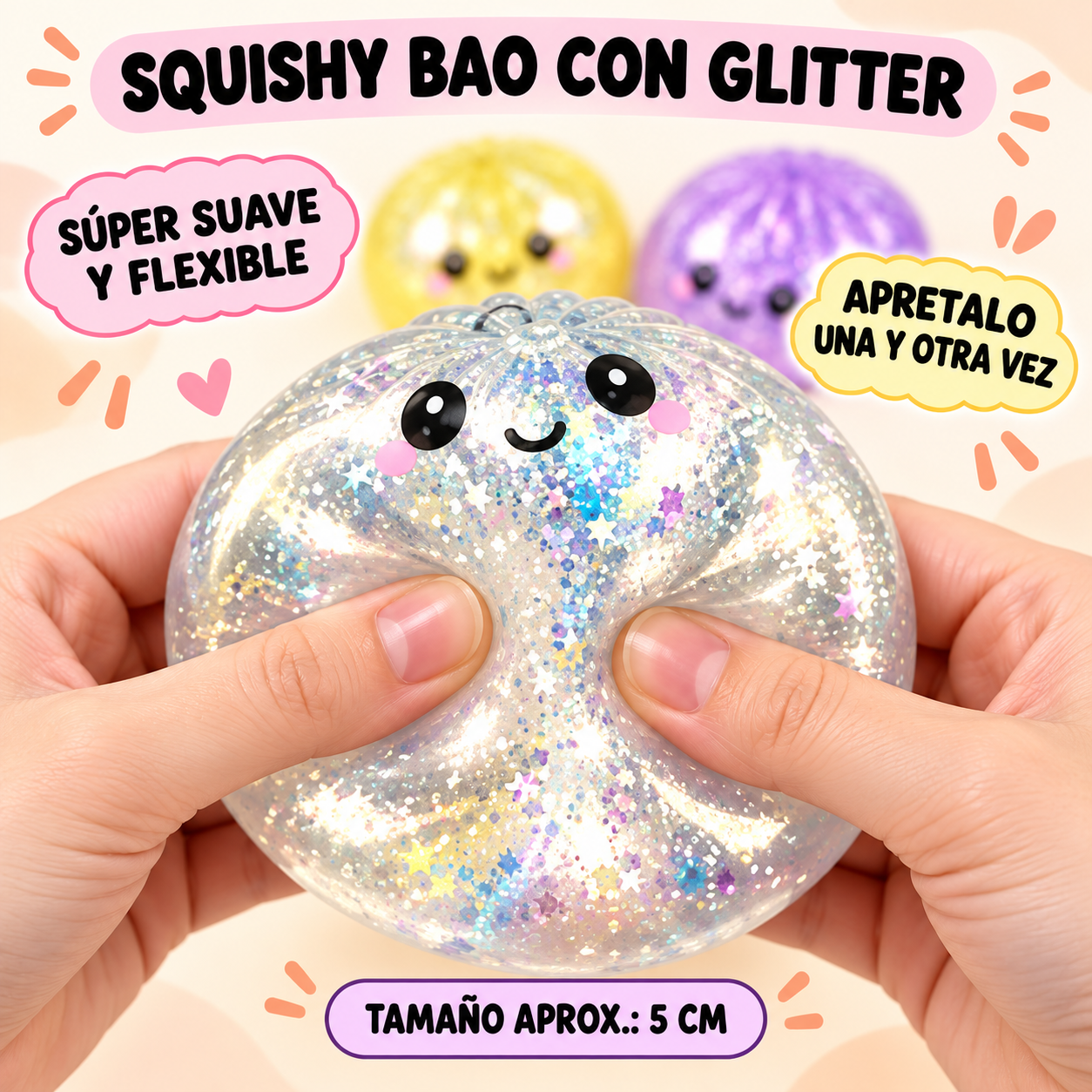 SQUISHY DAMPLING ANTIESTRÉS CON GLITTER  ALEATEOREO